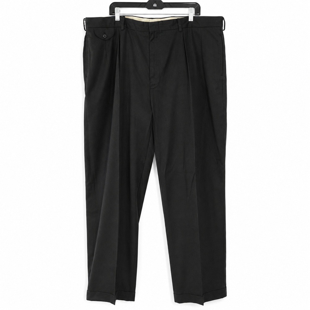 Polo Golf Ralph Lauren Pants Mens 42x32 Black Pleated Cuffed Dress Trousers Work